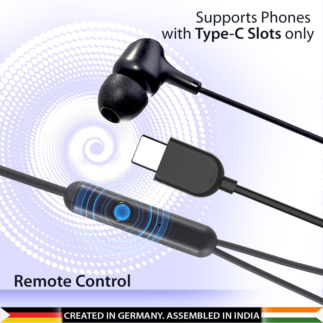 EM-01 Type C Wired Earphone with Noise Cancellation (Black)